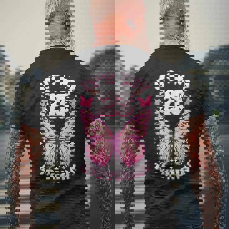 23歳の誕生日、少女23年、蝶と23の数字 メンズTシャツ バックプリント 高齢者への贈り物