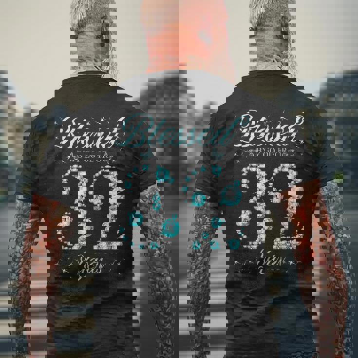 32歳の32歳の誕生日bデーパーティーに神に祝福されて メンズTシャツ バックプリント 高齢者への贈り物