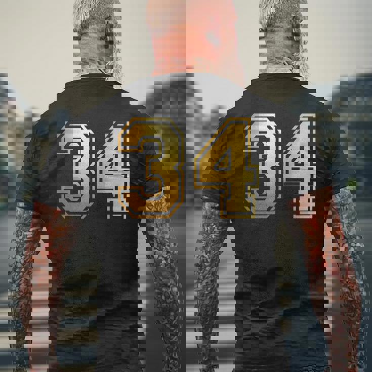 34 ナンバー34 チーム スポーツ グラフィック 代表チームのマッチング 長袖tシャツ メンズTシャツ バックプリント 高齢者への贈り物