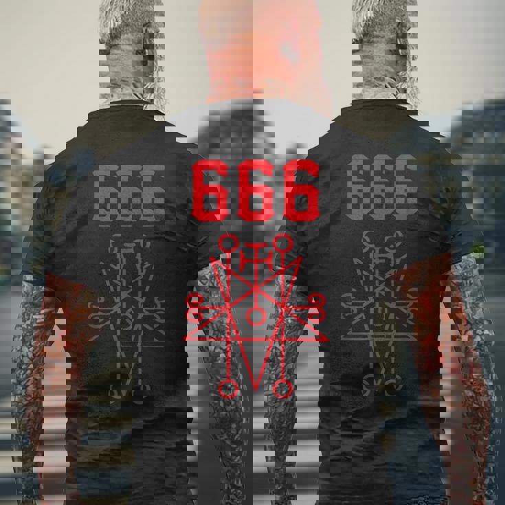 666 悪魔 悪魔のペンタグラム 獣のマーク メンズTシャツ バックプリント 高齢者への贈り物