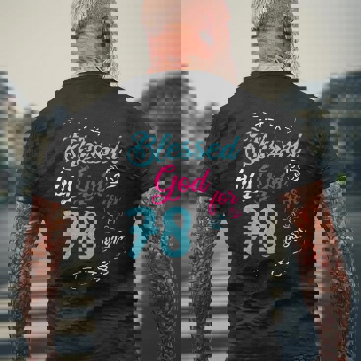 78歳 78歳 誕生日パーティー お祝い 神に祝福 メンズTシャツ バックプリント 高齢者への贈り物