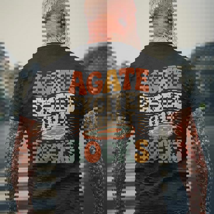 Agate Excited About Rocks ロック地質学オタク メンズTシャツ バックプリント 高齢者への贈り物