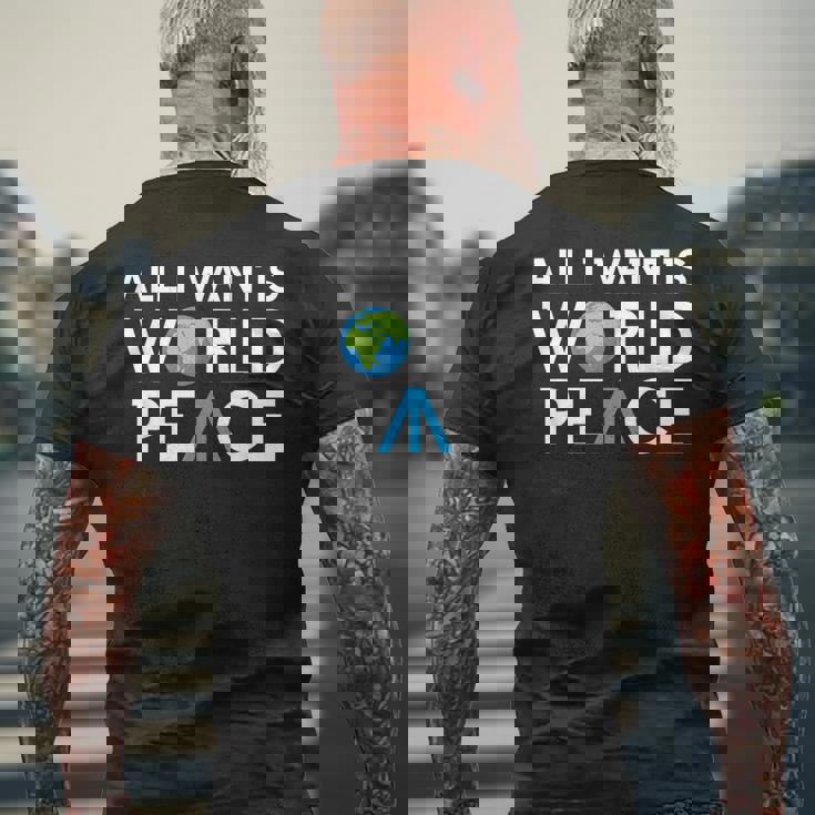 All I Want Is World Peace Earth Day メンズTシャツ バックプリント 高齢者への贈り物
