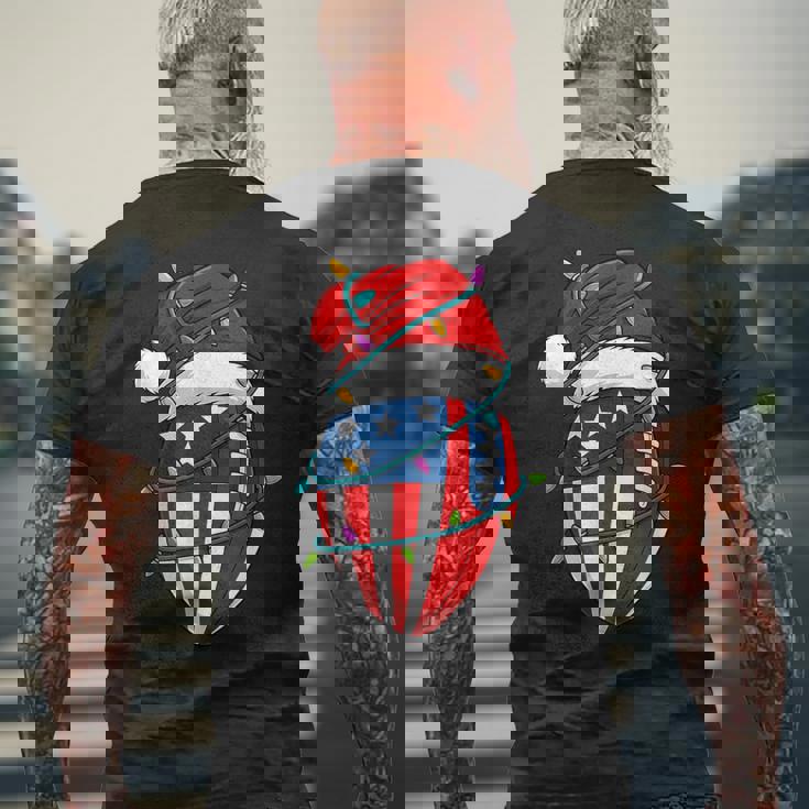 American Flag Football Light Christmas Hat Men's Back Print T-Shirt Gifts for Old Men