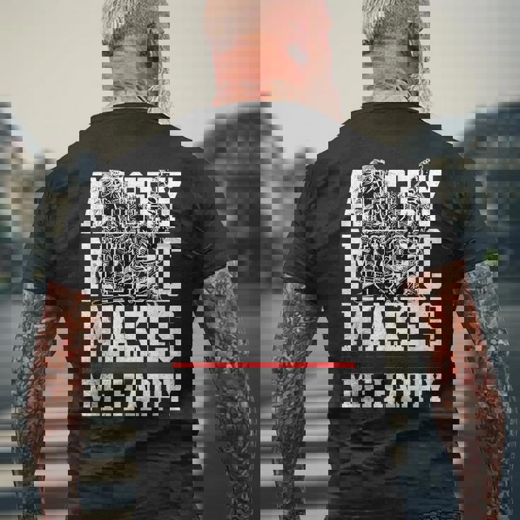 Angry Music Make Me Happy Heavy Metal Metalheads メンズTシャツ バックプリント 高齢者への贈り物