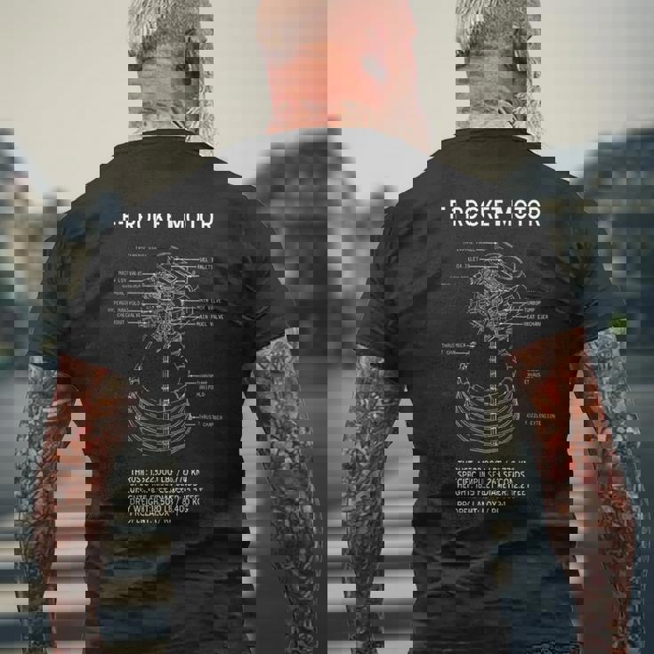 Apolloaturn F-1 スペースロケットエンジン ブルーポーズ メンズTシャツ バックプリント 高齢者への贈り物
