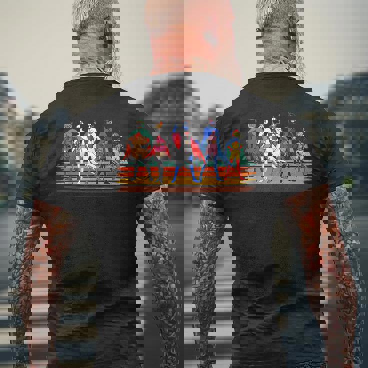 Battle Of The Planets ヴィンテージスタイルブラシストライプ メンズTシャツ バックプリント 高齢者への贈り物