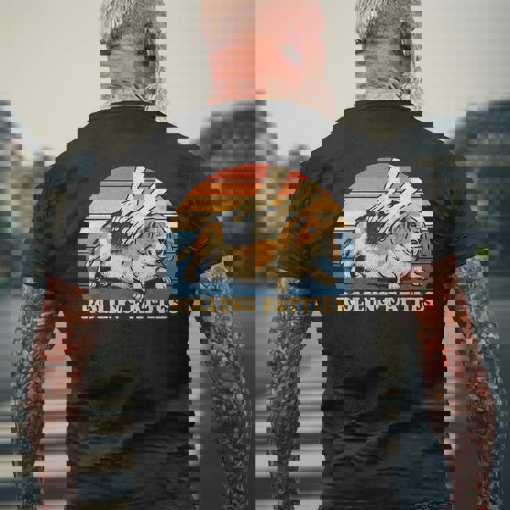 Beagle Rolling Fatties 駄洒落ジョーク 犬好き メンズTシャツ バックプリント 高齢者への贈り物