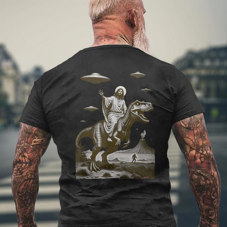 Bigfootoucoupeolante Jésusur Dinosaure T-shirt imprimé au dos Cadeaux pour les vieillards