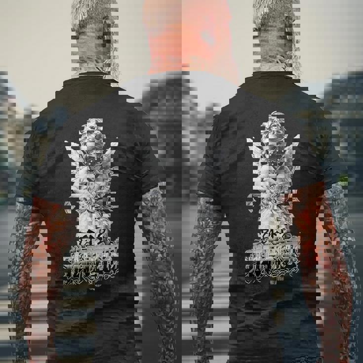 Born To Hustle タトゥーアート チカーノ・ギャングスター・エンジェル・パヤソ メンズTシャツ バックプリント 高齢者への贈り物