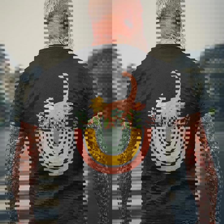 Brontosaurus Dino Rainbow Boho Bohemian Flowers Floral Tank Top Men's Back Print T-Shirt Gifts for Old Men