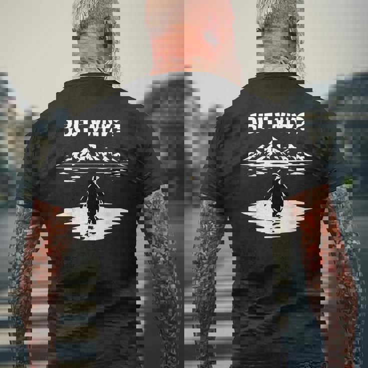 But Why Penguin Mountains Cute メンズTシャツ バックプリント 高齢者への贈り物