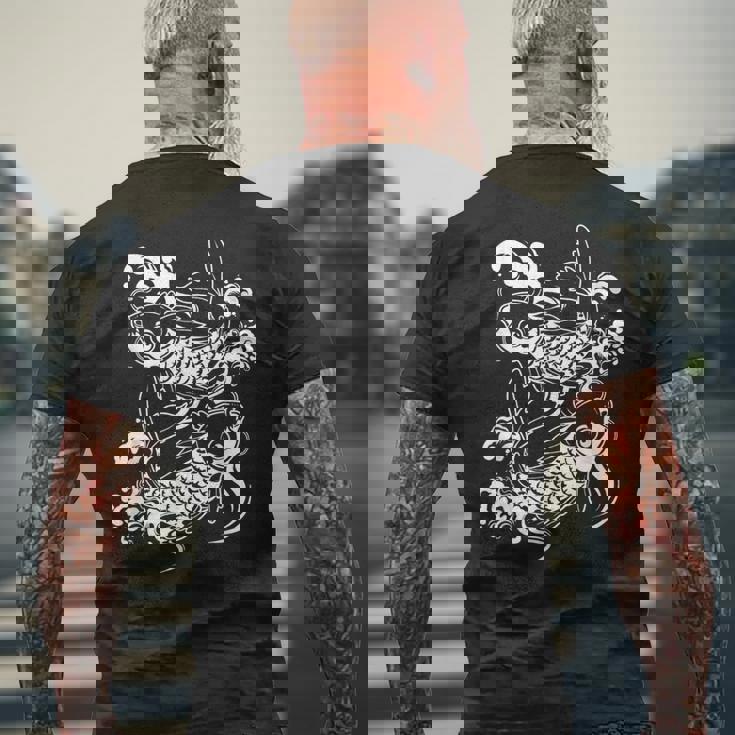 Cadeaux De L'étang Koi Traditionnel Japonais Koi Pond Adulte Noir -Mall Manche Courte Coupe Classique Col En U Traditionnel Japonais Koi T-shirt imprimé au dos Cadeaux pour les vieillards