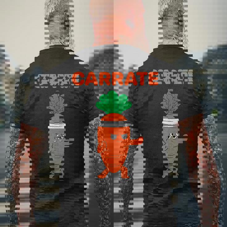 Carrate 空手キャロット かわいい＆面白いトレーニングダジャレ先生 メンズTシャツ バックプリント 高齢者への贈り物