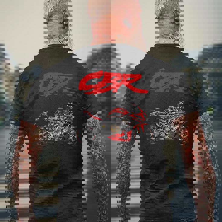 Cbr、オートバイ、オートバイ、ロードレース、バイカー、スポーツバイク、Cbr。 メンズTシャツ バックプリント 高齢者への贈り物