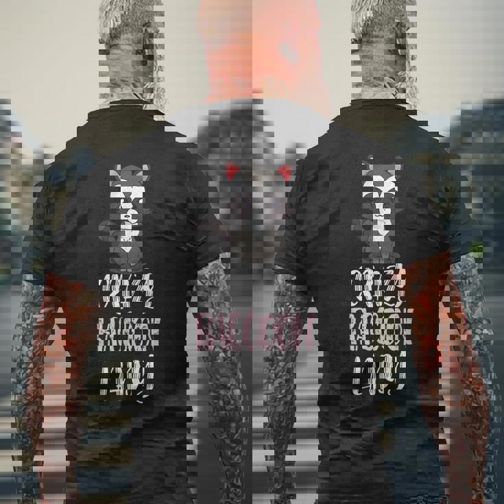 Crazy Raccoon Lady Raccoon Lovers メンズTシャツ バックプリント 高齢者への贈り物