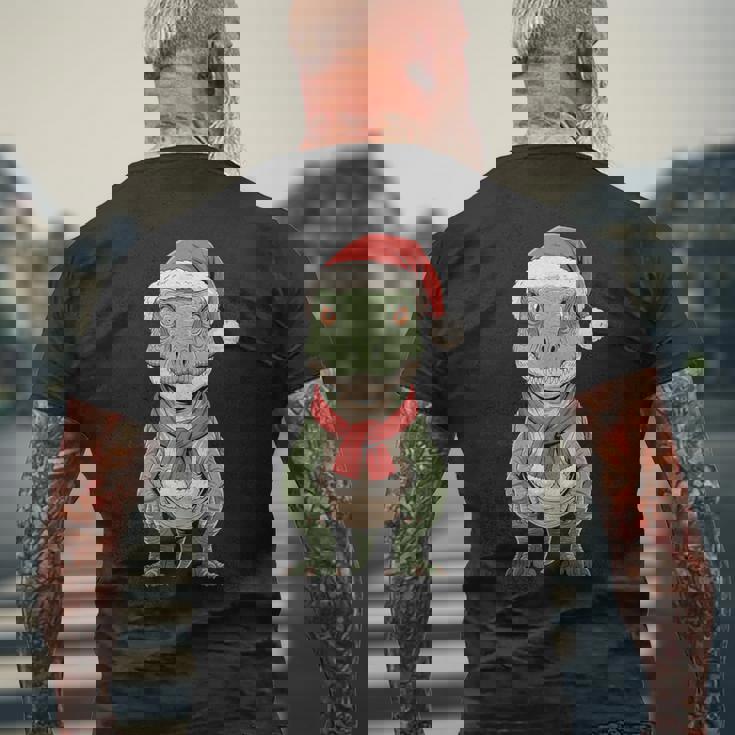 Cute Christmas Velociraptor Santa Raptor Dinosaur Tank Top Men's Back Print T-Shirt Gifts for Old Men