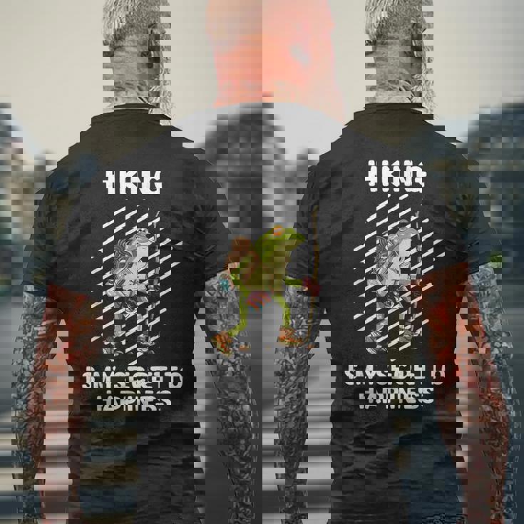 Cute Frog Hiking Is Myecret To Happiness カエル メンズTシャツ バックプリント 高齢者への贈り物