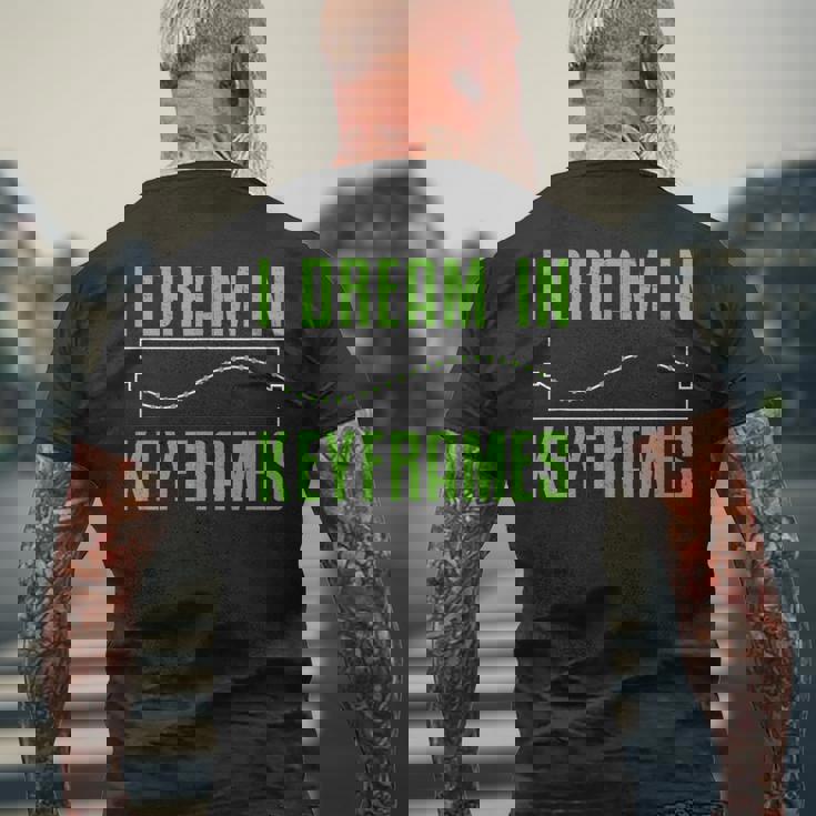 I Dream In Keyframes おもしろモーショングラフィックデザイナー アニメーター メンズTシャツ バックプリント 高齢者への贈り物