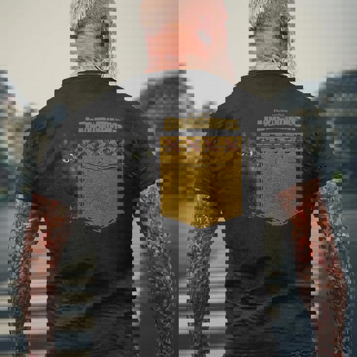 Dreamworks Dragons Toothless Leather Faux Pocket メンズTシャツ バックプリント 高齢者への贈り物