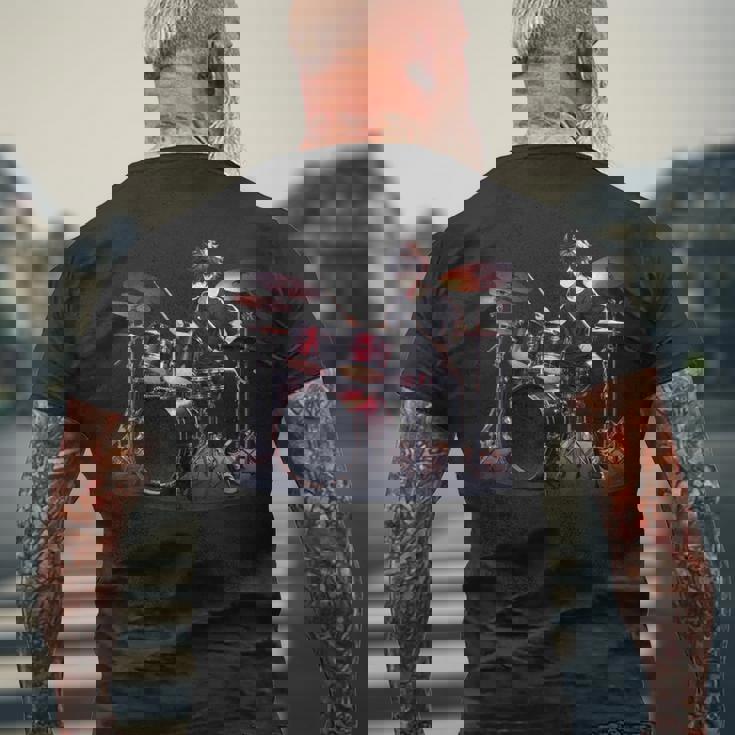 Drums ドラマーバンド ドラムセット ドラムセット メンズTシャツ バックプリント 高齢者への贈り物