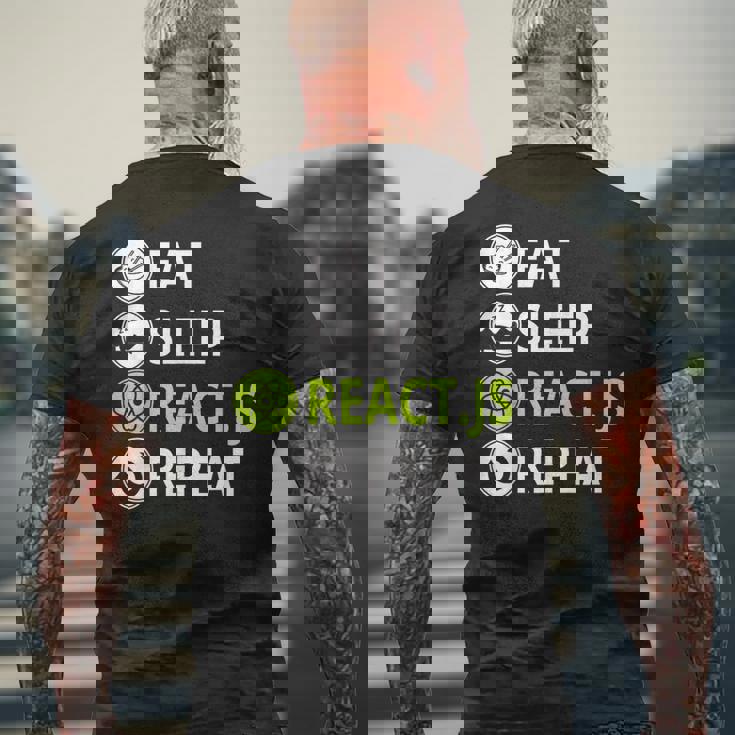 Eatleep ReactJs Repeat Javascriptプログラマー用 メンズTシャツ バックプリント 高齢者への贈り物