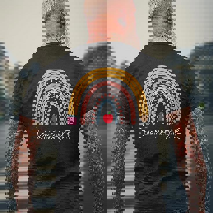 Elementary PTO Rainbow Parent Teacher Organization Student Men's Back Print T-Shirt Gifts for Old Men