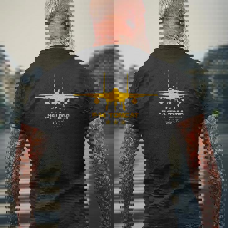 F-14 トムキャット 戦闘機 ジェット クラシック ミリタリー 航空 デザイン メンズTシャツ バックプリント 高齢者への贈り物