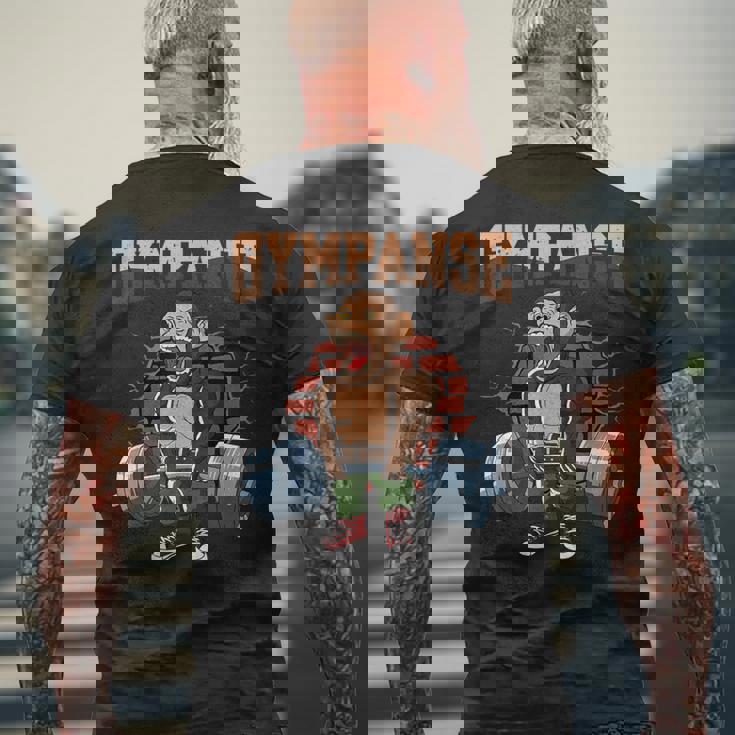 Fitness Gympanse Deadlift Workout Training Gymを行っています メンズTシャツ バックプリント 高齢者への贈り物