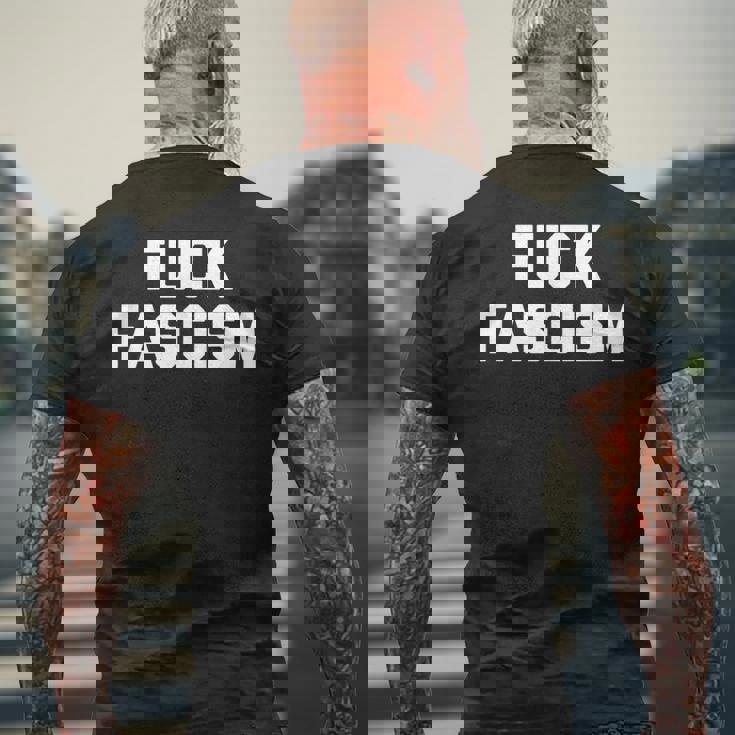 Fuck Fascism 面白い 言って クール ノベルティ 政治 メンズTシャツ バックプリント 高齢者への贈り物