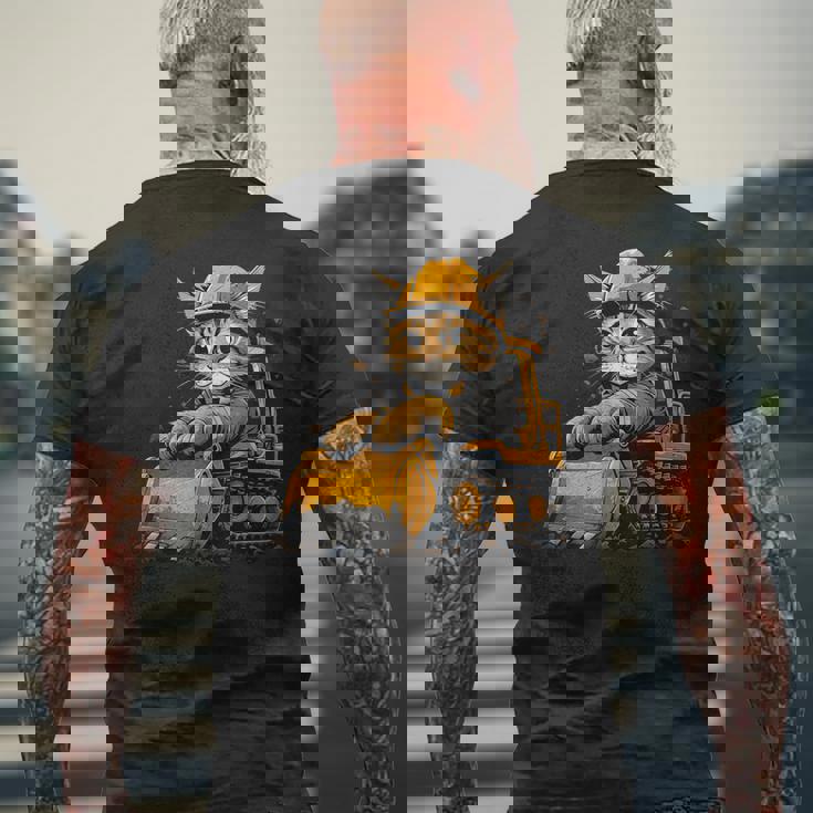 Cat 重機オペレーター メンズTシャツ バックプリント 高齢者への贈り物