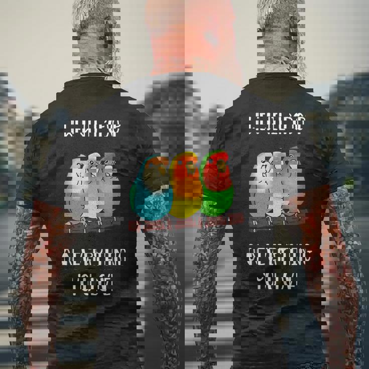 Cute Lovebirds Will Poop On All You Love メンズTシャツ バックプリント 高齢者への贈り物