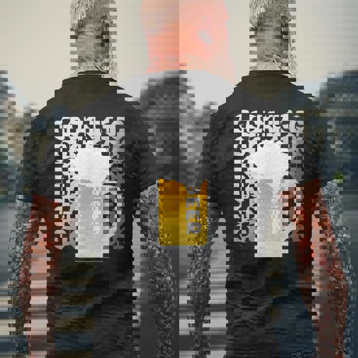 Gokugoku ビール 生ビール 泡 夏 居酒屋 仲間 楽しい 美味しい 爽快 メンズ レディース メンズTシャツ バックプリント 高齢者への贈り物