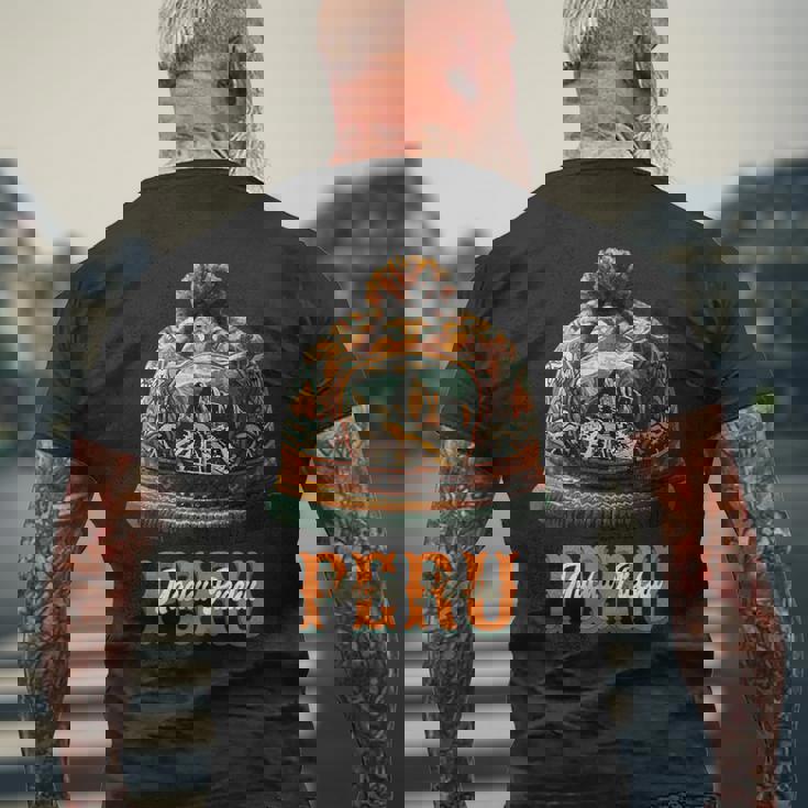 Grafico マルチカラー Chullo Peruano Machu Pichu メンズTシャツ バックプリント 高齢者への贈り物