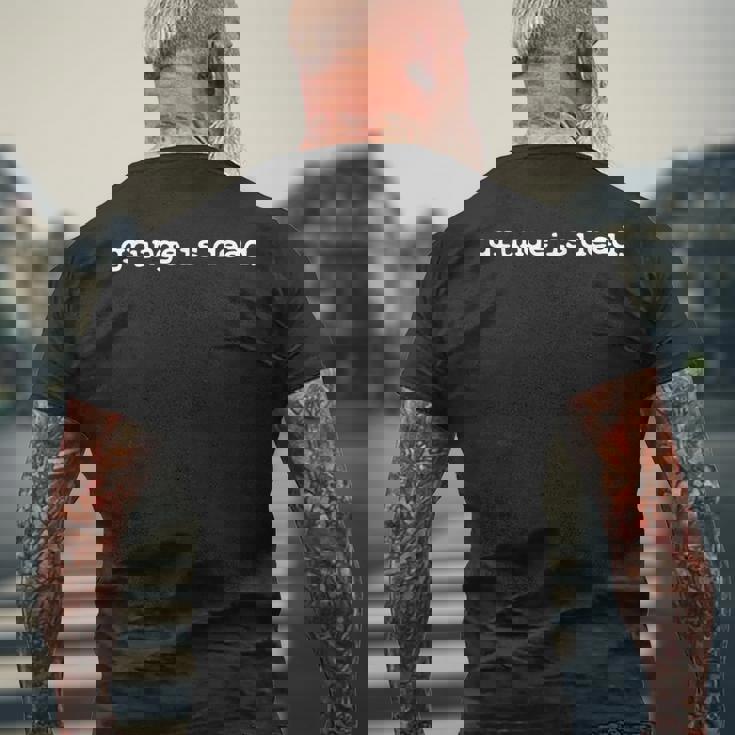 Grunge Is Dead Rock 90年代オルタナティブ シアトル音楽スローガン メンズTシャツ バックプリント 高齢者への贈り物