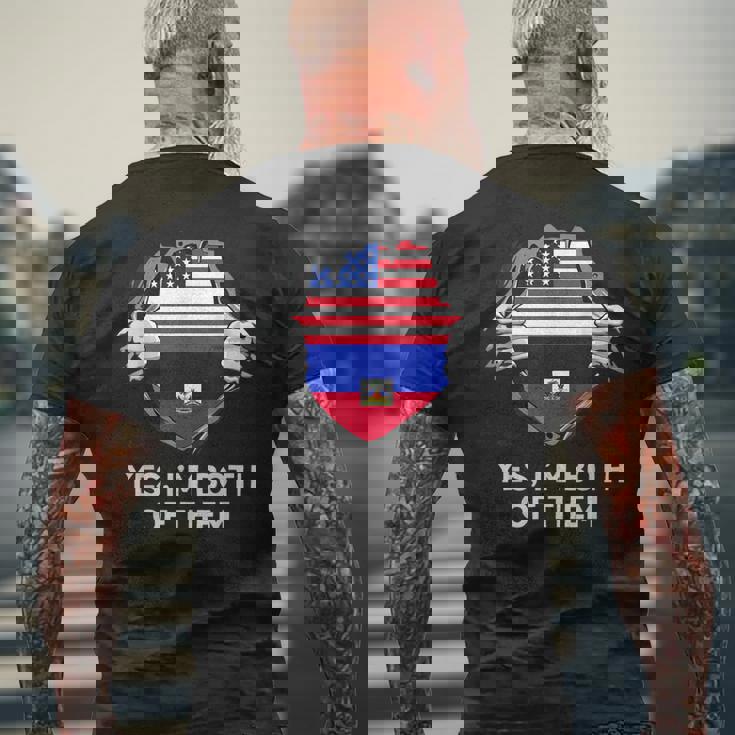Half American Half Haitian Usa Haiti Flag メンズ レディース メンズTシャツ バックプリント 高齢者への贈り物