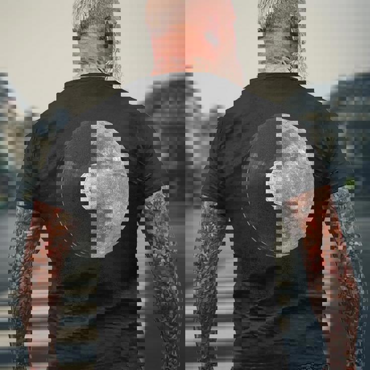 Half Mooninyl Record – Music Lover Lunar Graphic メンズTシャツ バックプリント 高齢者への贈り物