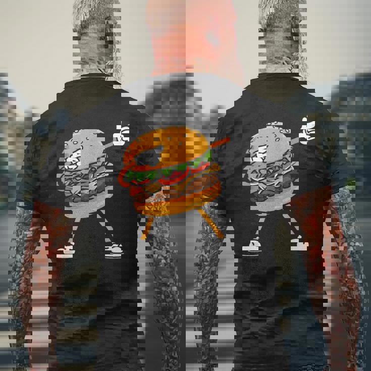 Hamburger チーズバーガー Burger Fast Food Cheeseburger Dabbing メンズTシャツ バックプリント 高齢者への贈り物