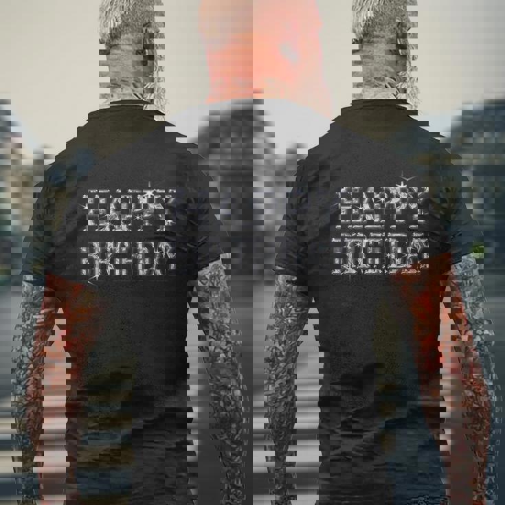 Happy Birthday ハッピーバースデー【ダイヤモンドip フォント】お誕生日 キラキラ 面白い メンズTシャツ バックプリント 高齢者への贈り物