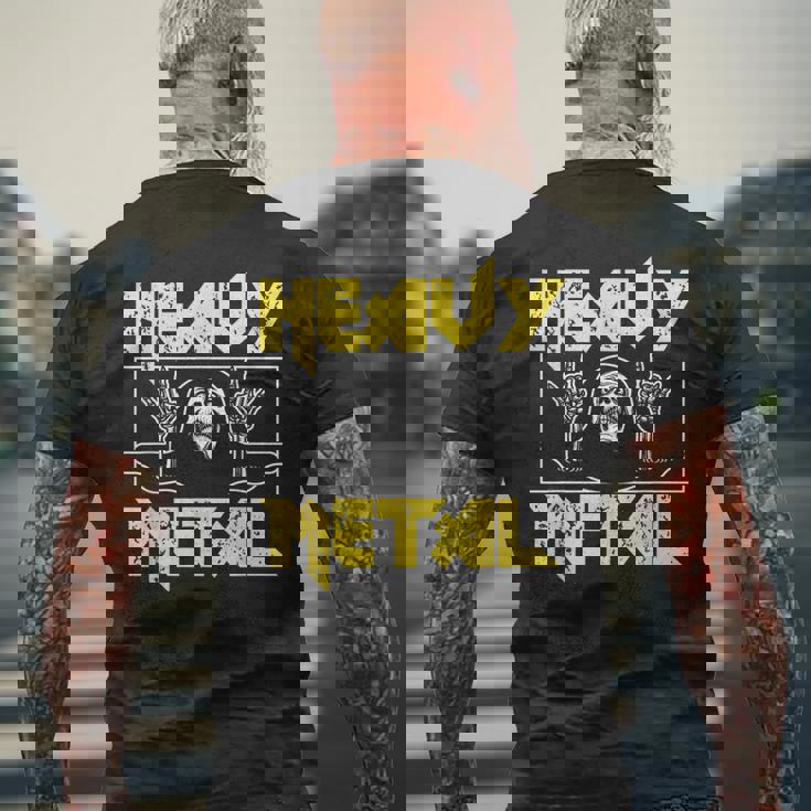 Heavy Metal Death Rock Keleton Horns Up ヘヴィメタル メンズTシャツ バックプリント 高齢者への贈り物