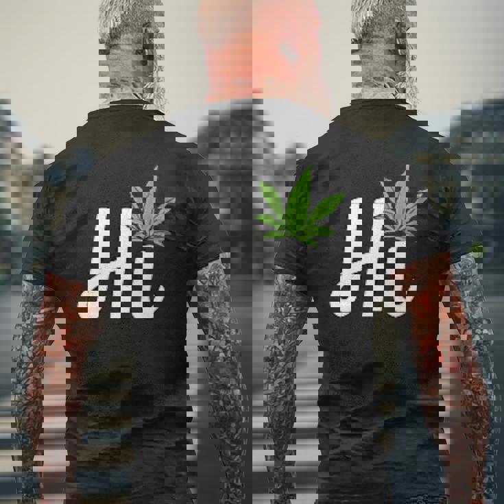 Hi Hello マリファナの葉 ハッピーファニー大麻 ウィード パイナップル メンズTシャツ バックプリント 高齢者への贈り物