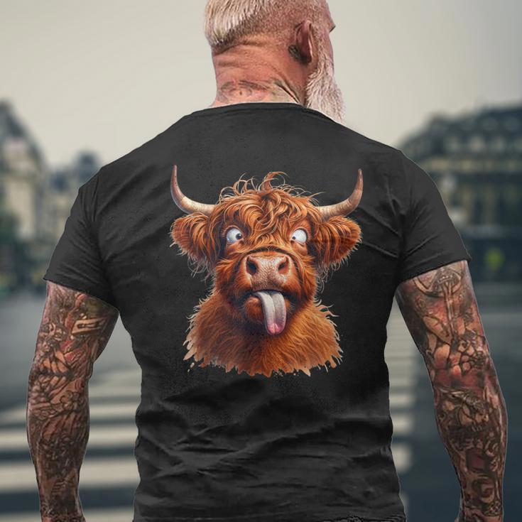 Highland Kuh Tiermotiv Lustiges Hochlandrind Kuhmotiv T-Shirt mit Rückendruck Geschenke für alte Männer