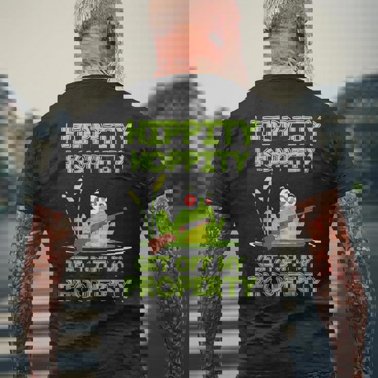 Hippity Hoppity Get Off My Property 面白いカエルミームギフト メンズTシャツ バックプリント 高齢者への贈り物