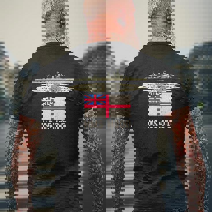 Hms Hood イギリス戦艦図 海軍旗 メンズTシャツ バックプリント 高齢者への贈り物