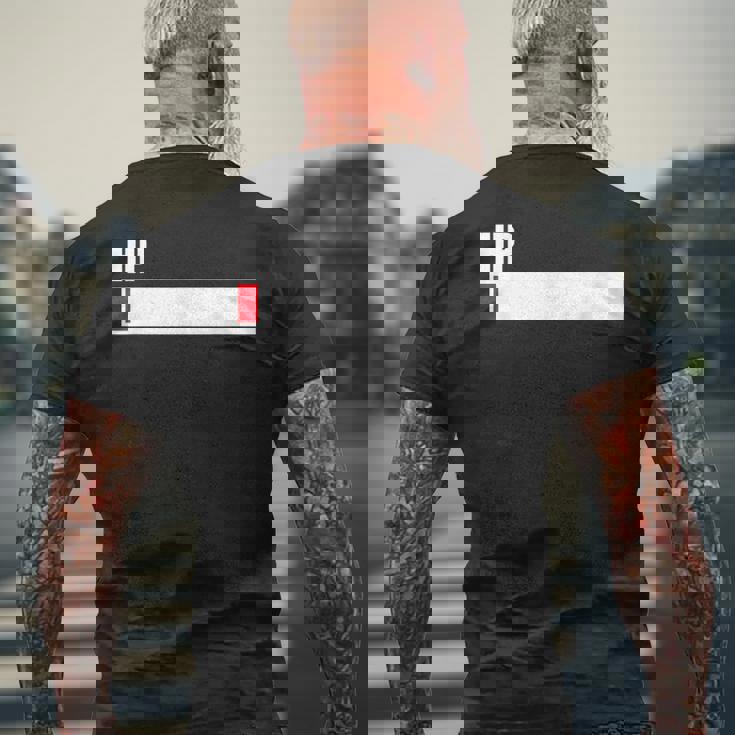 Hpが残りわずか 体力がない 限界 おもしろ ユーモア ゲーム Hpバー 黒 他カラー メンズ レディース 大きいサイズ メンズTシャツ バックプリント 高齢者への贈り物