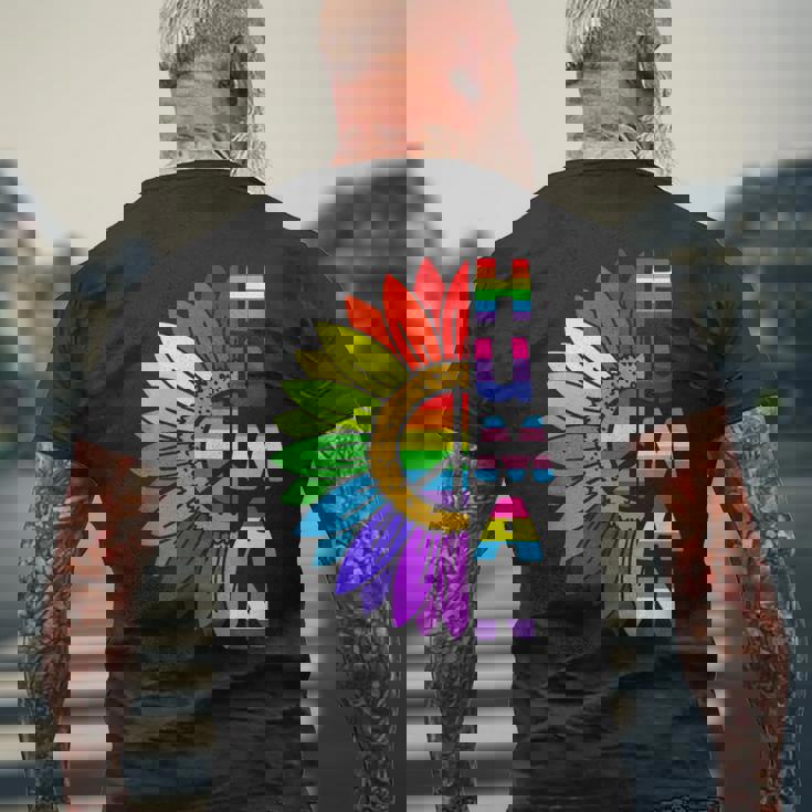 Human LGBTQ Gay Homosexual Queer Sunflower Bisexual Tank Top Men's Back Print T-Shirt Gifts for Old Men