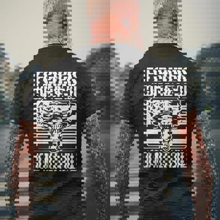 If Genders Confuse You Go Milk A Bull Usa 国旗 アメリカ 長袖tシャツ メンズTシャツ バックプリント 高齢者への贈り物