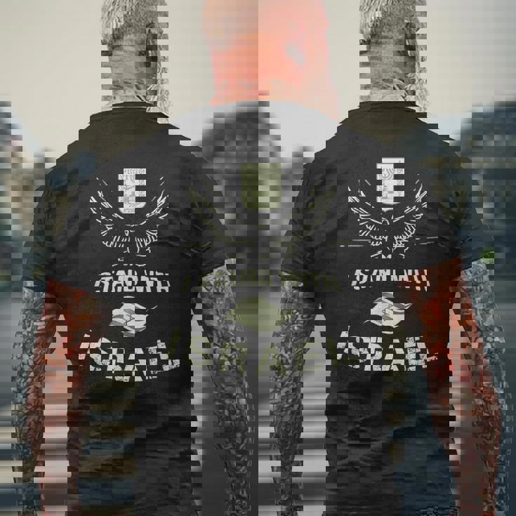 Itand With Israel Jewish イスラエル国旗 ユダヤ人 メンズTシャツ バックプリント 高齢者への贈り物