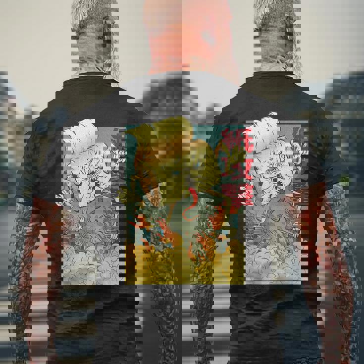 Japanese Anime Toilet Paper Monster Attackintage Poster メンズTシャツ バックプリント 高齢者への贈り物