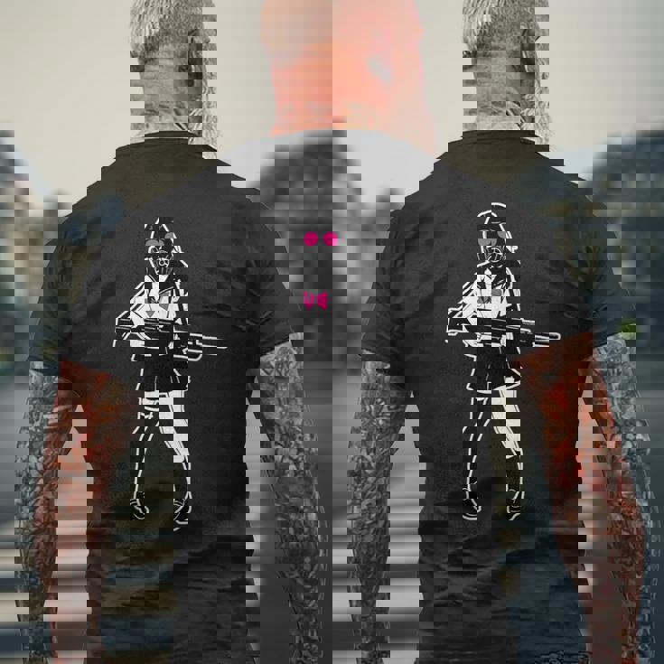 Jun-T-0003-ガスマスクガール メンズTシャツ バックプリント 高齢者への贈り物